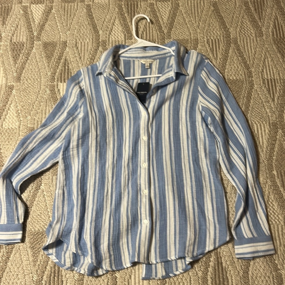 Lucky Brand Blue and White Striped Casual Shirt